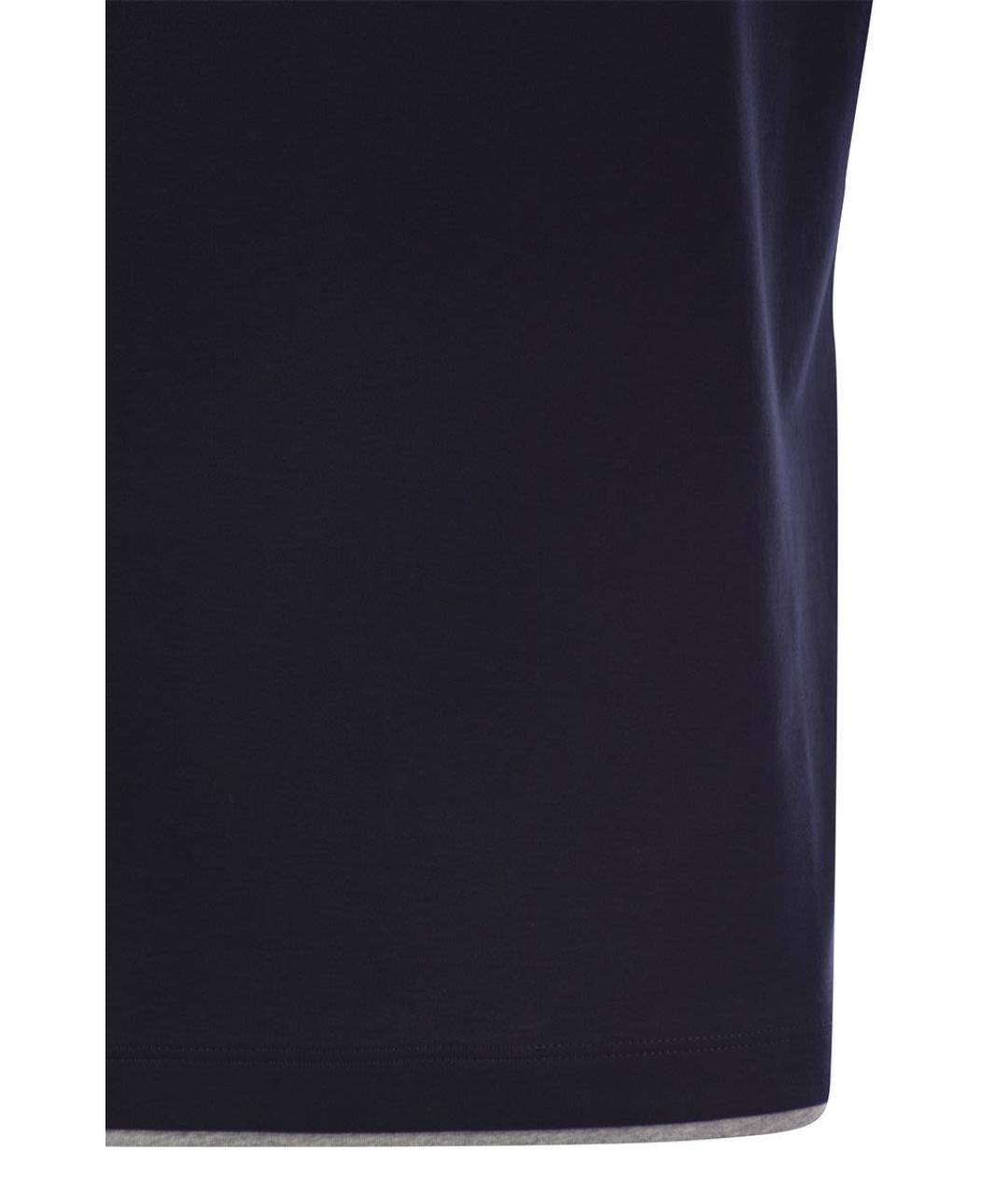 BRUNELLO CUCINELLI Темно-синяя хлопковая футболка, фото 4