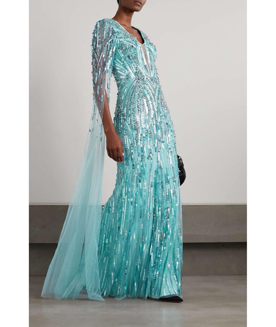 JENNY PACKHAM Бирюзовое вечернее платье, фото 3