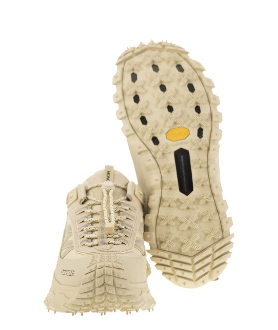 MONCLER Бежевые синтетические низкие кроссовки / кеды, фото 5