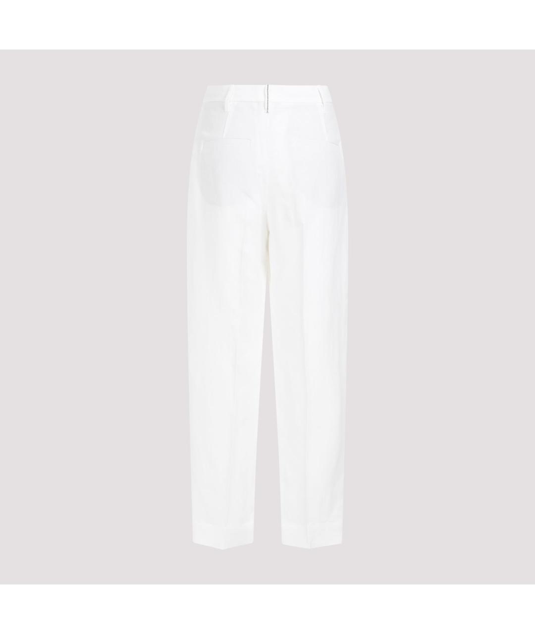 BRUNELLO CUCINELLI Белые вискозные прямые брюки, фото 3
