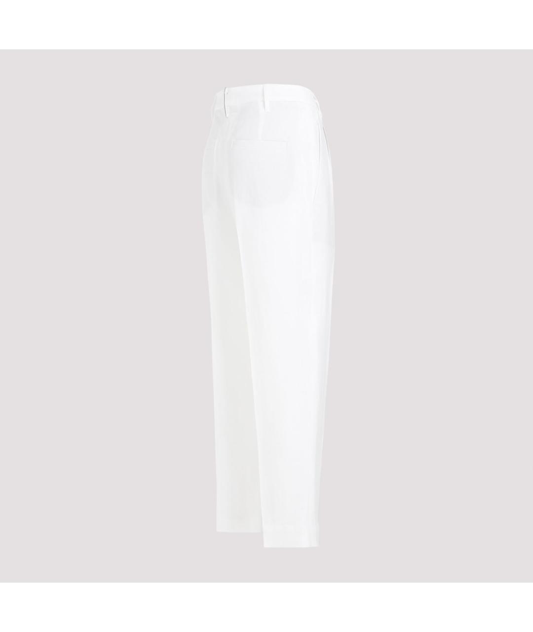 BRUNELLO CUCINELLI Белые вискозные прямые брюки, фото 4