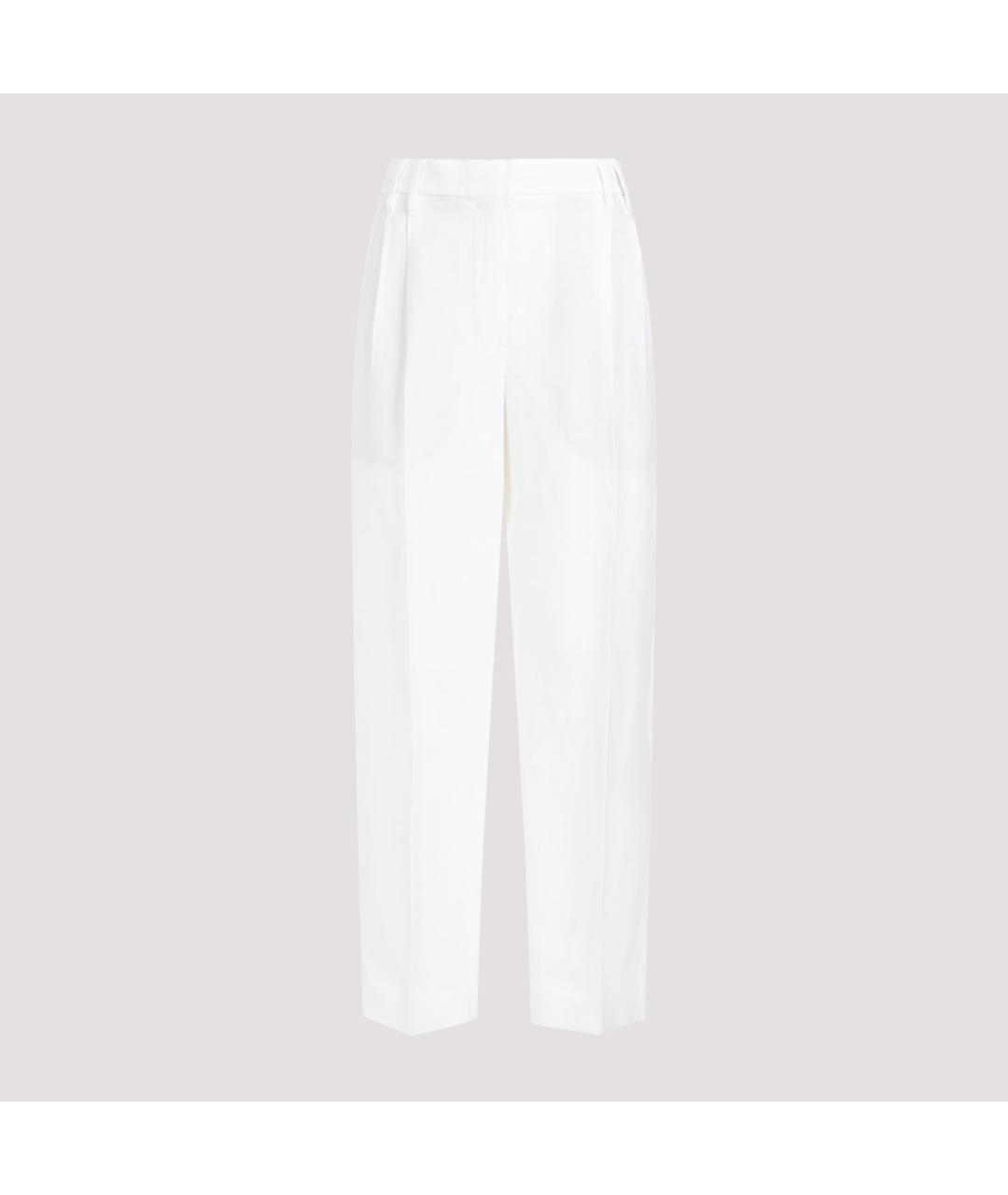 BRUNELLO CUCINELLI Белые вискозные прямые брюки, фото 2