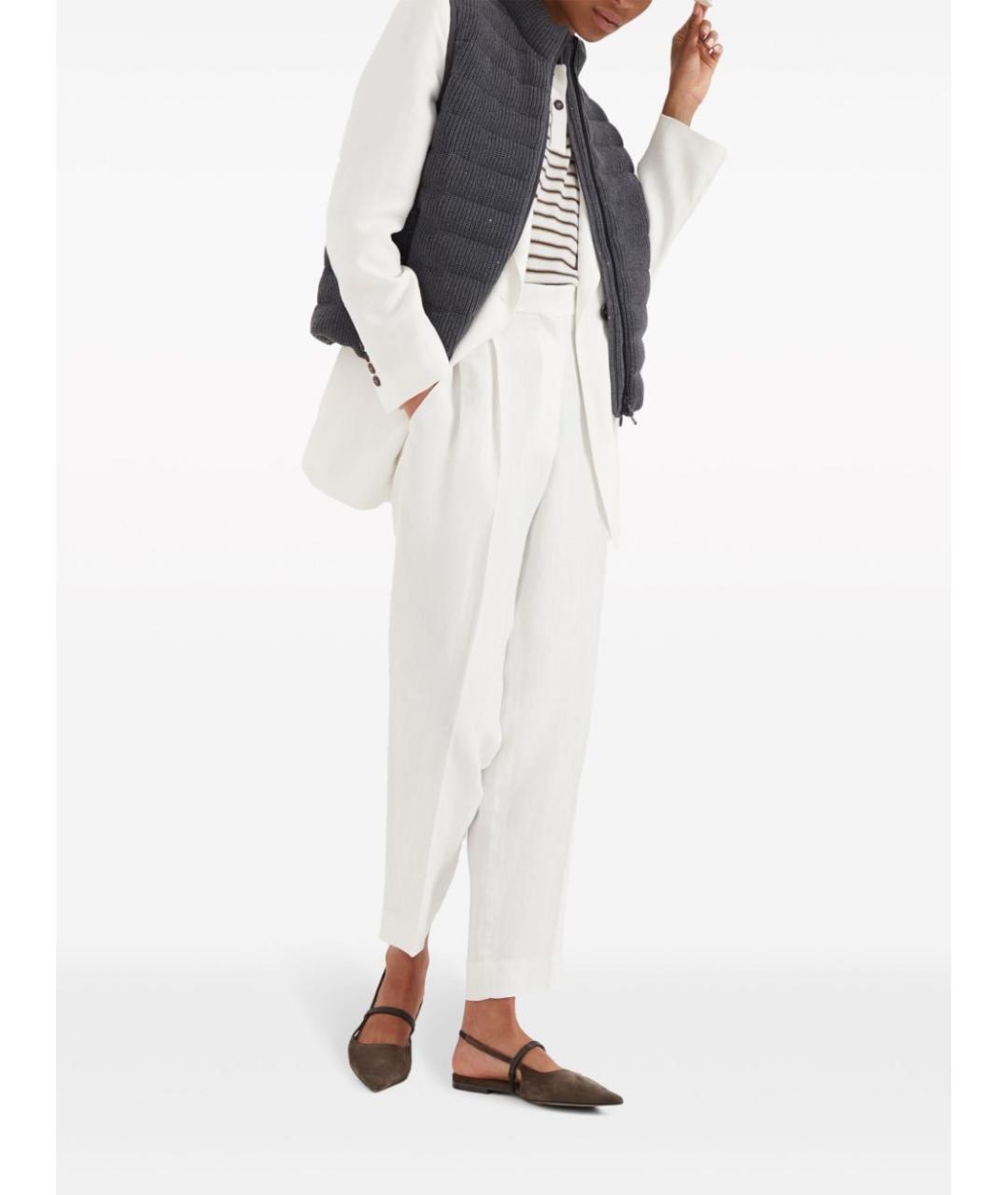 BRUNELLO CUCINELLI Белые вискозные прямые брюки, фото 5