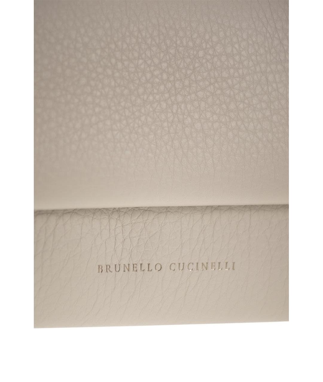 BRUNELLO CUCINELLI Бежевая кожаная сумка через плечо, фото 5