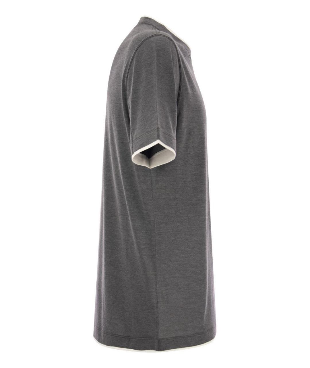 BRUNELLO CUCINELLI Серая футболка, фото 3