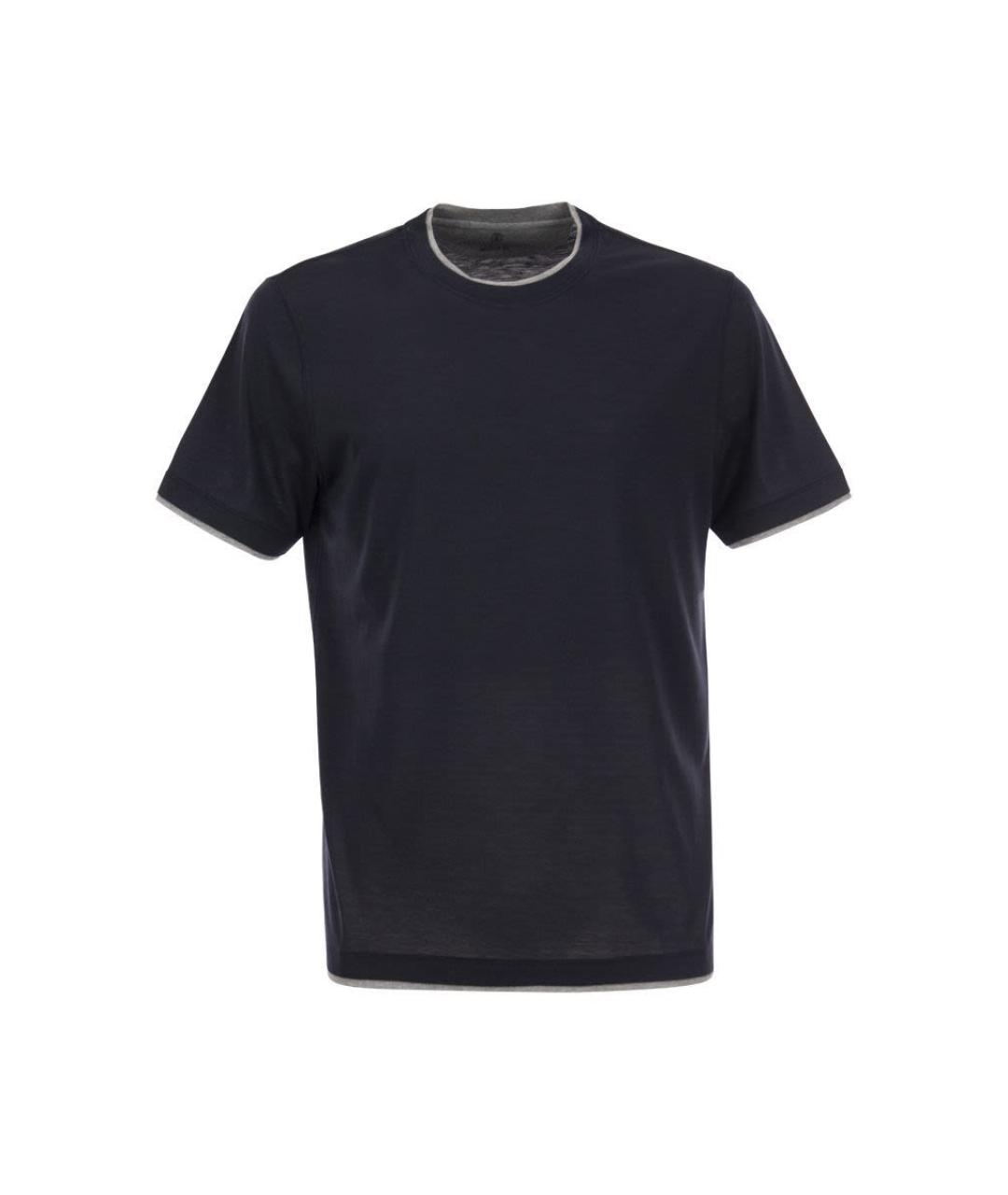 BRUNELLO CUCINELLI Темно-синяя футболка, фото 1