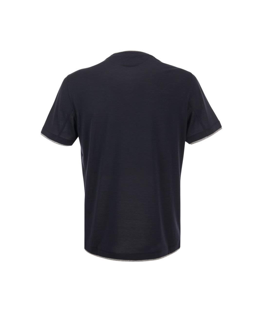 BRUNELLO CUCINELLI Темно-синяя футболка, фото 2