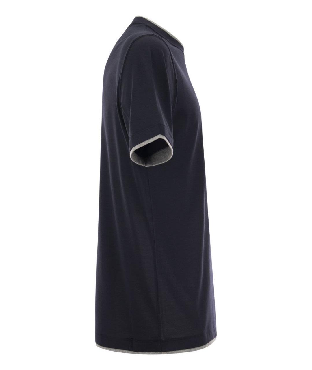 BRUNELLO CUCINELLI Темно-синяя футболка, фото 3