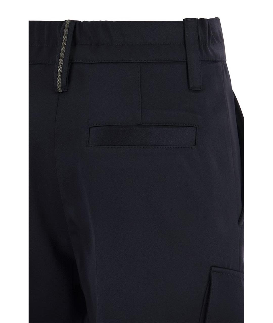 BRUNELLO CUCINELLI Синие ацетатные прямые брюки, фото 4