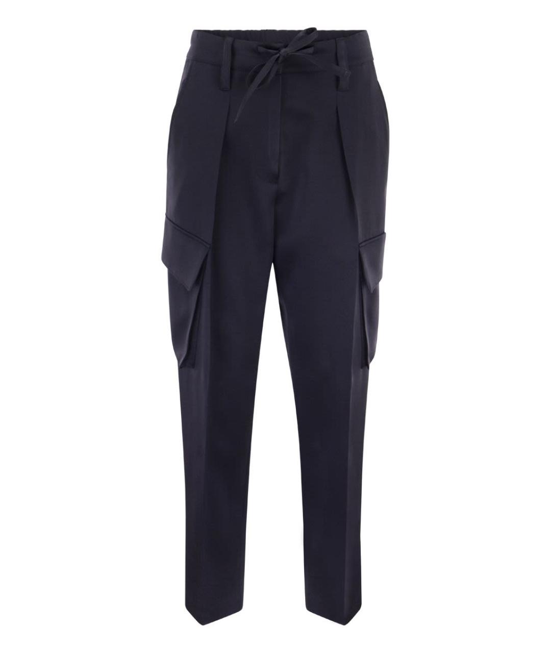 BRUNELLO CUCINELLI Синие ацетатные прямые брюки, фото 1