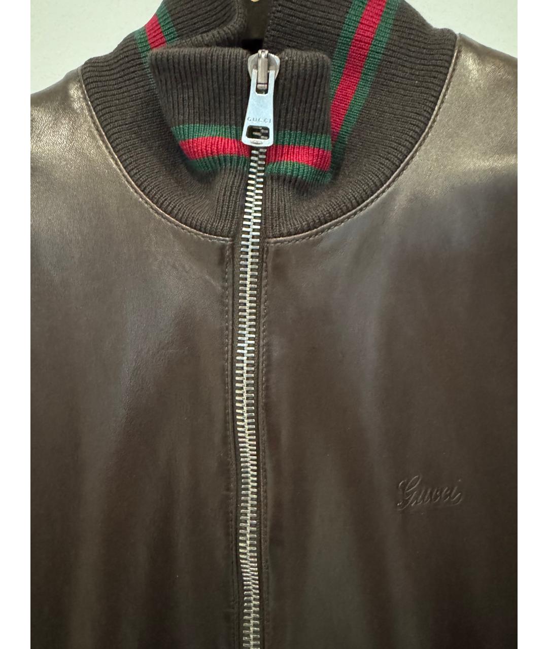 GUCCI Коричневая кожаная куртка, фото 7
