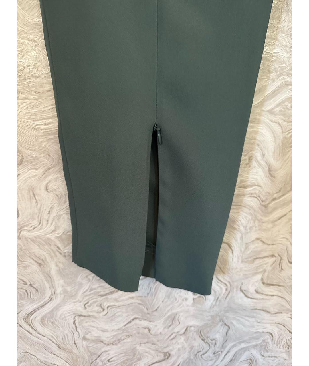 ARMANI COLLEZIONI Зеленые шелковые прямые брюки, фото 4