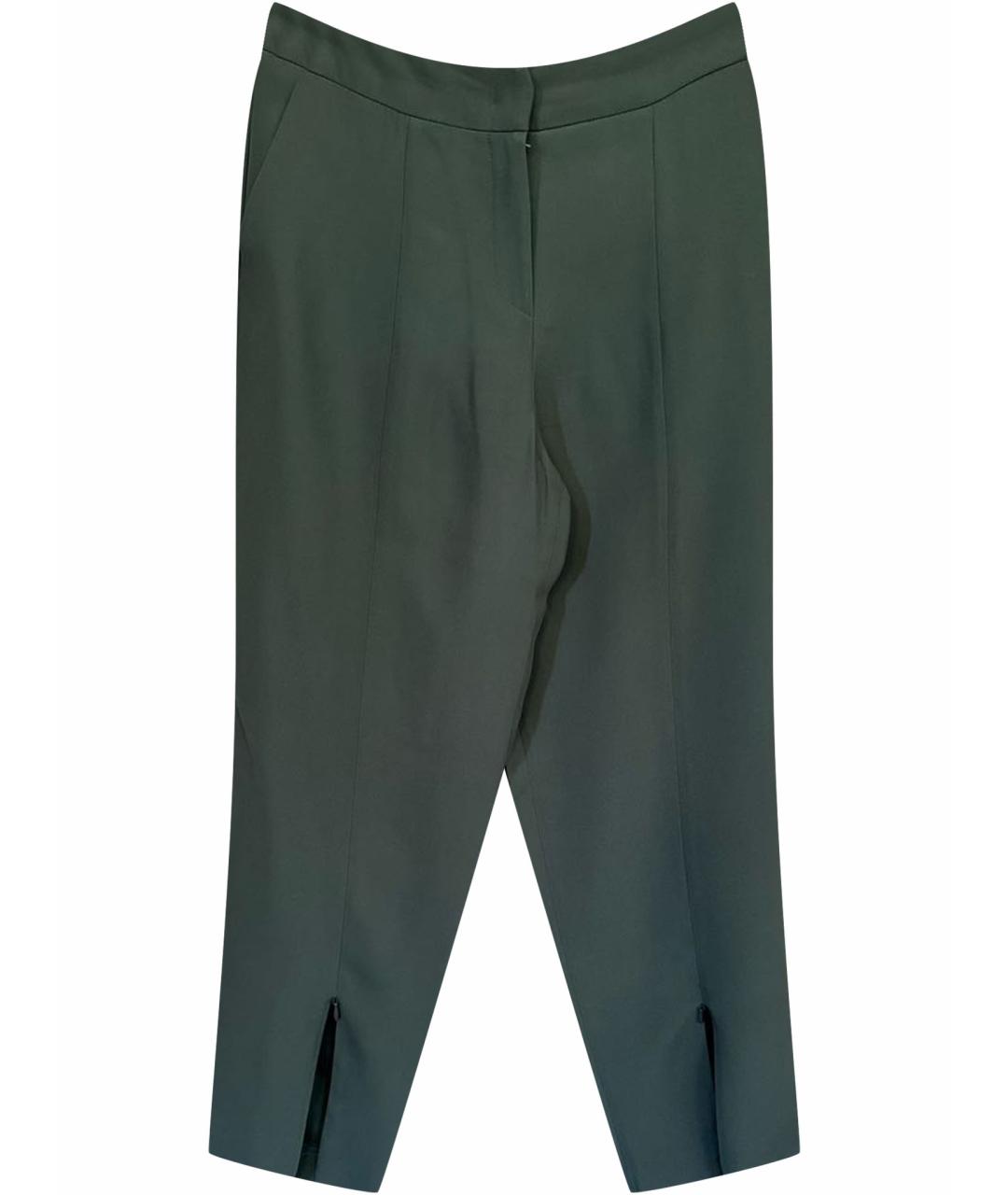 ARMANI COLLEZIONI Зеленые шелковые прямые брюки, фото 1