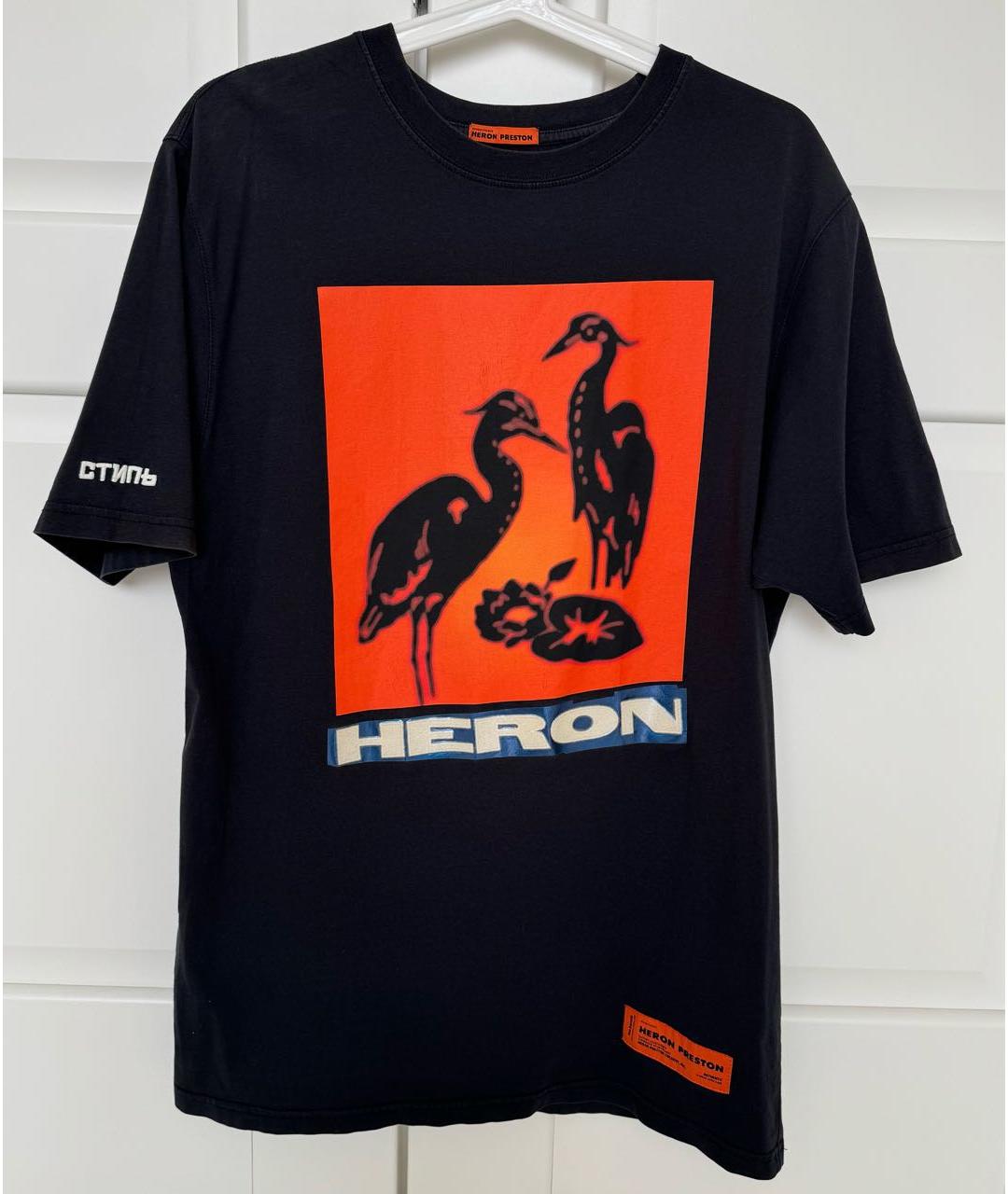 HERON PRESTON Черная хлопковая футболка, фото 4