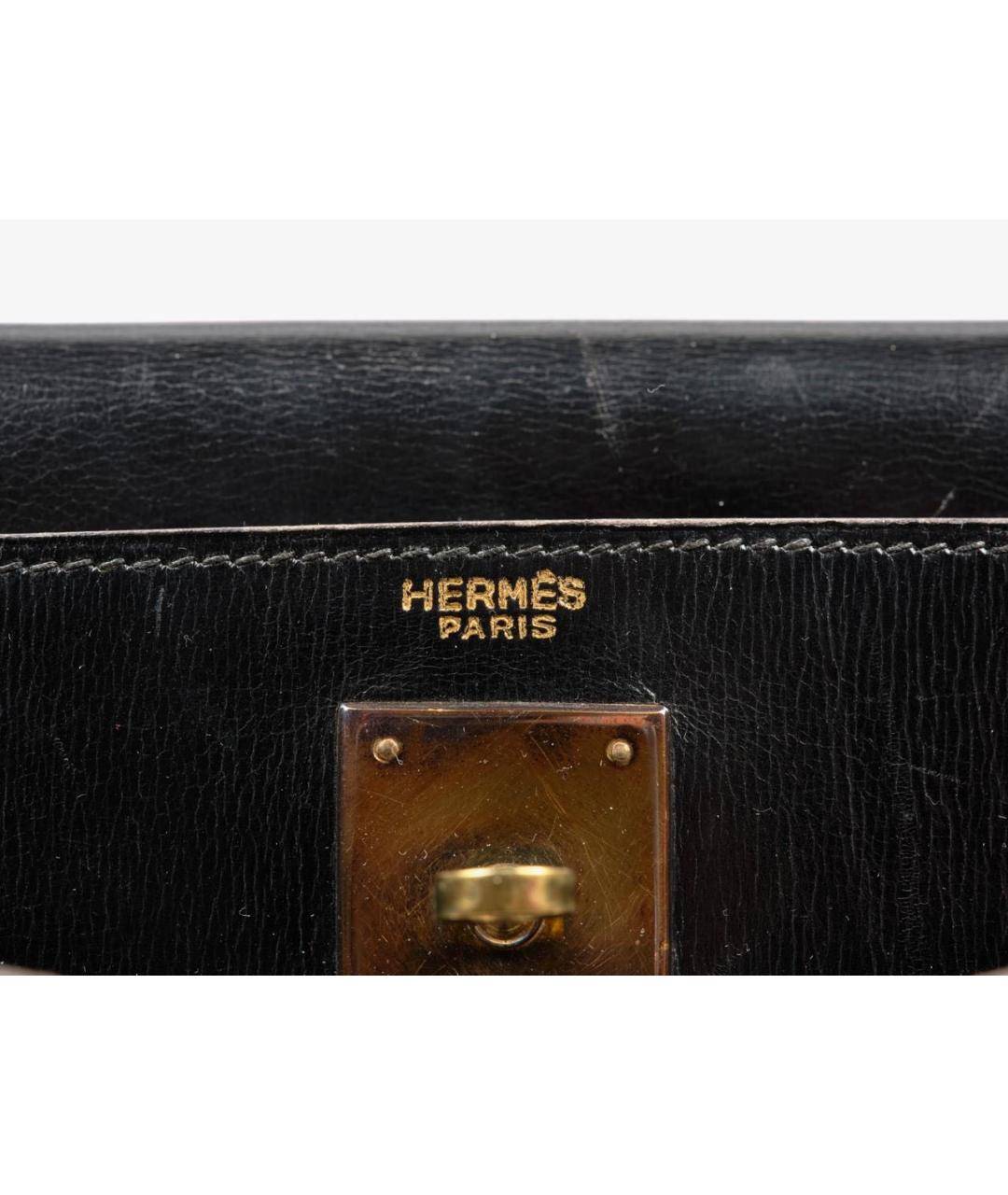 HERMES Черная кожаная сумка с короткими ручками, фото 7