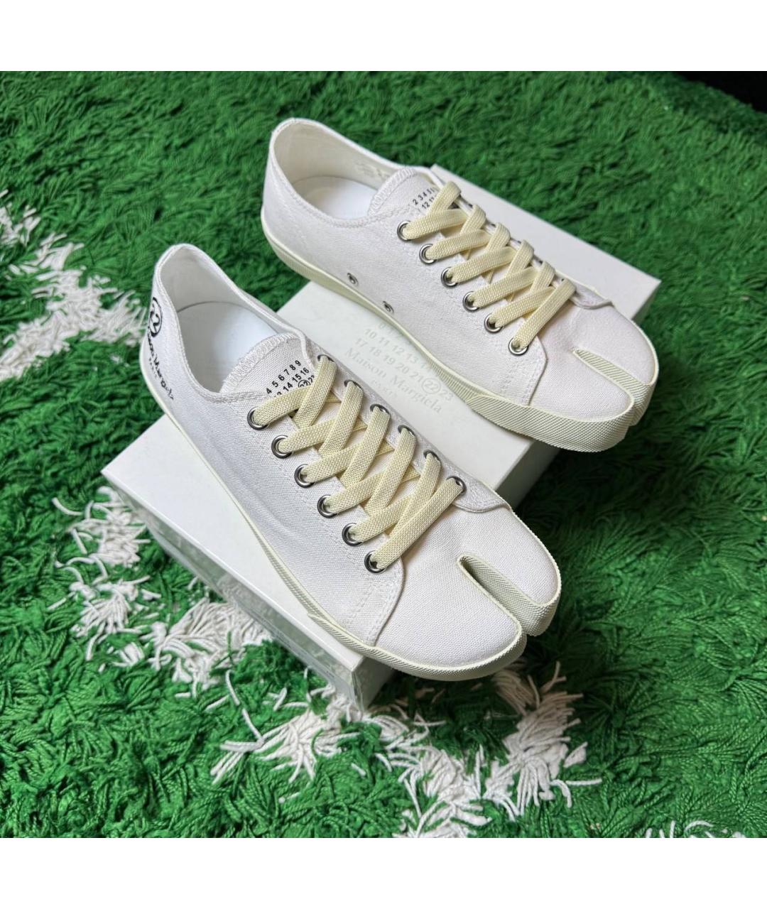 MAISON MARGIELA Белые текстильные низкие кроссовки / кеды, фото 5