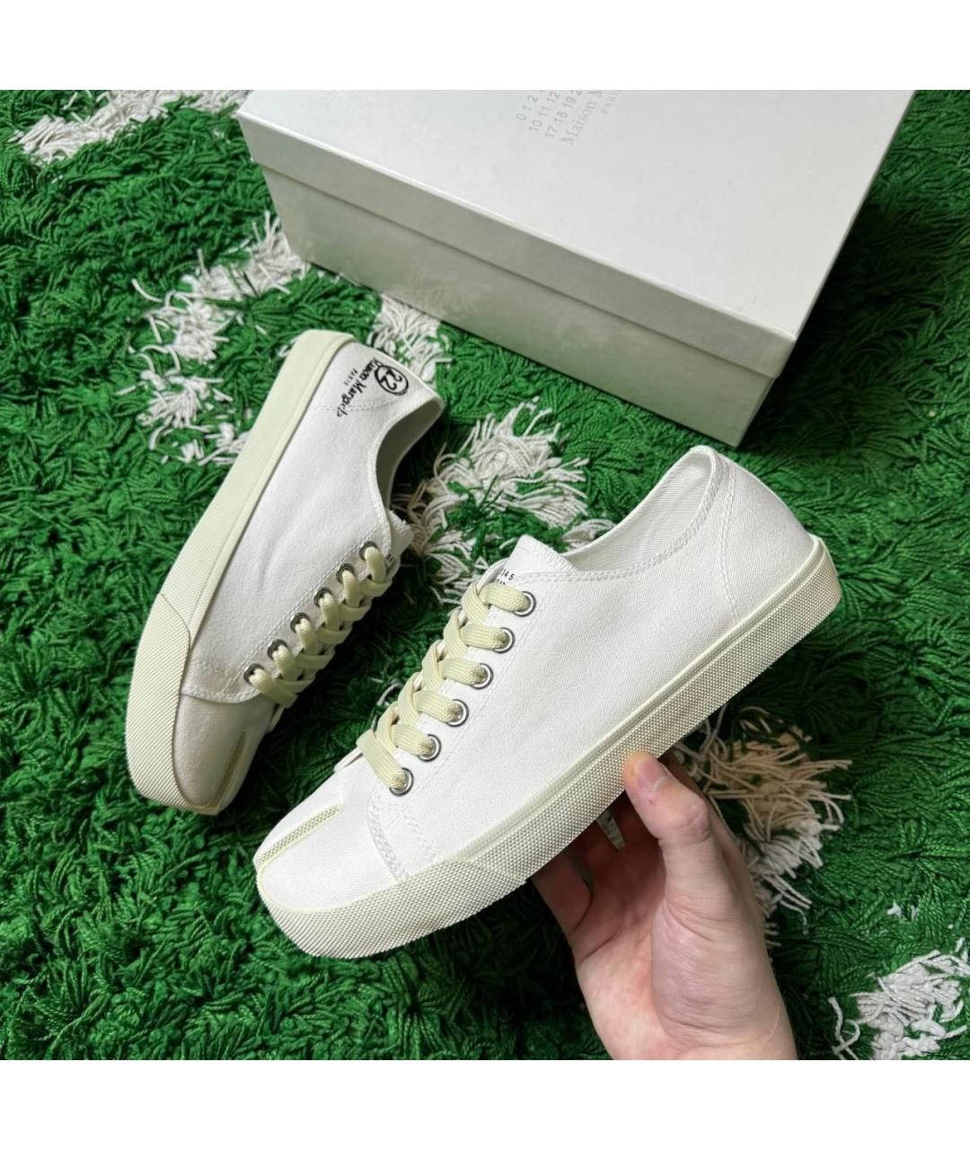 MAISON MARGIELA Белые текстильные низкие кроссовки / кеды, фото 9
