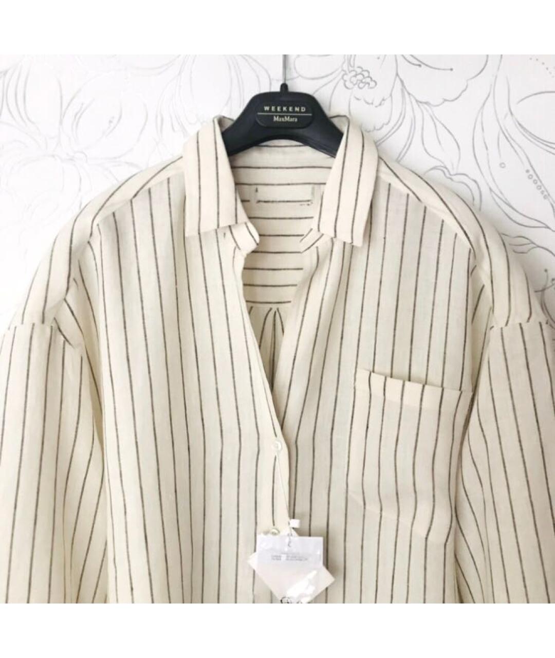 WEEKEND MAX MARA Бежевая льняная рубашка, фото 7
