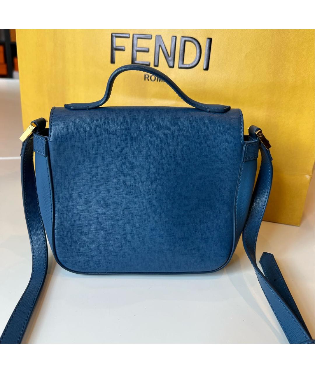 FENDI Синяя кожаная сумка через плечо, фото 3