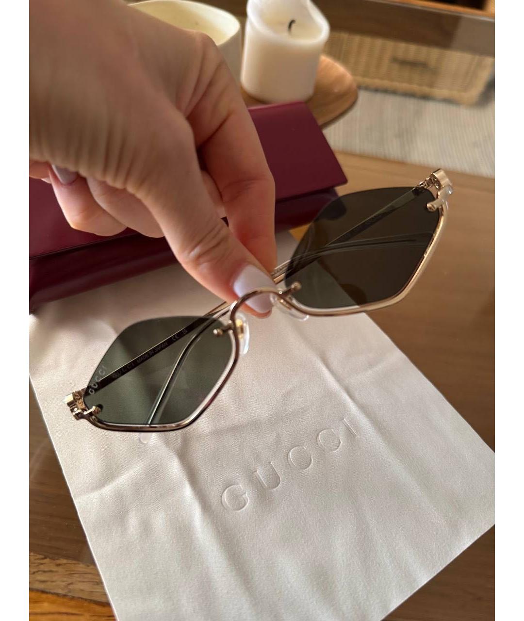 GUCCI Зеленые металлические солнцезащитные очки, фото 5