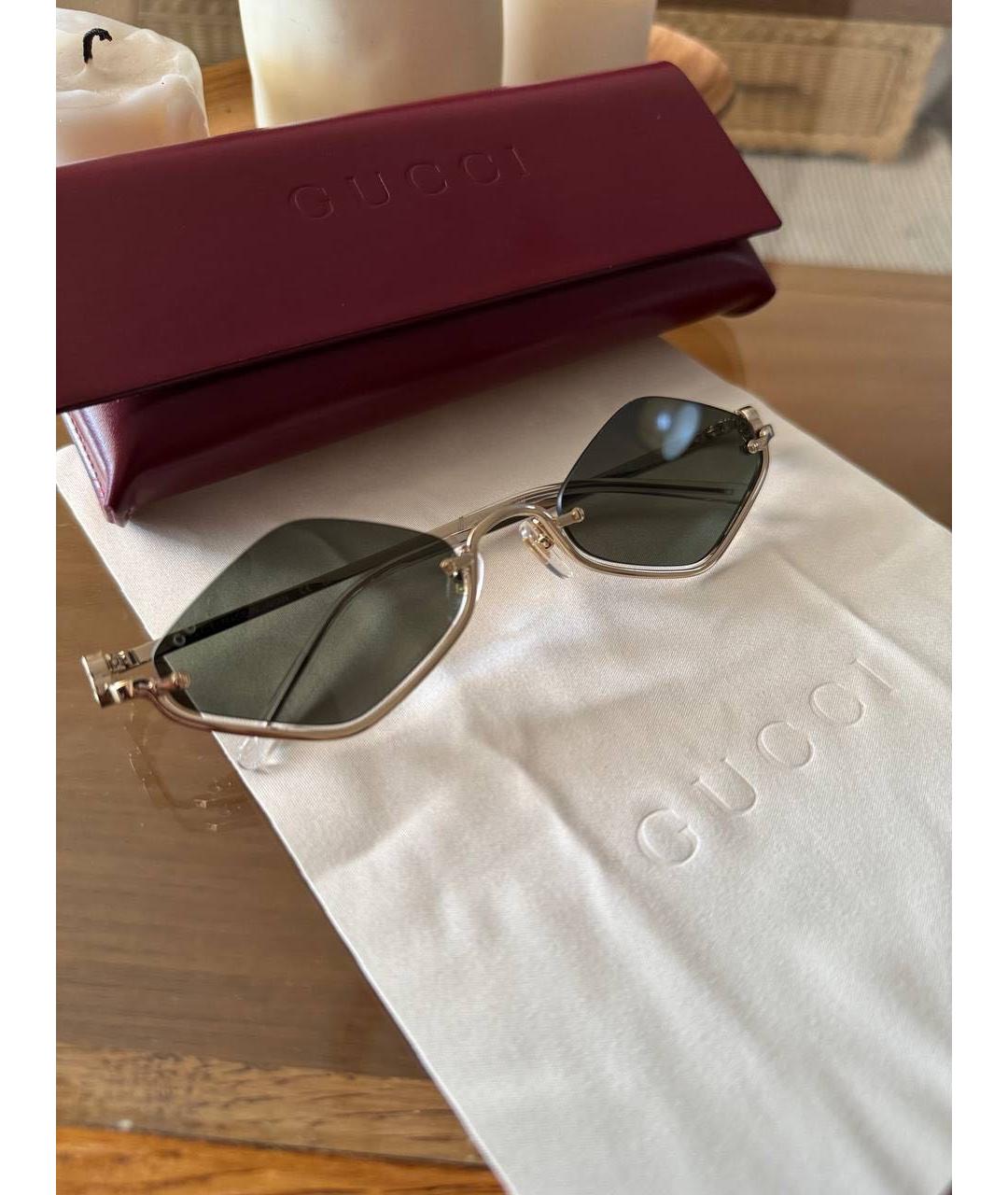 GUCCI Зеленые металлические солнцезащитные очки, фото 6