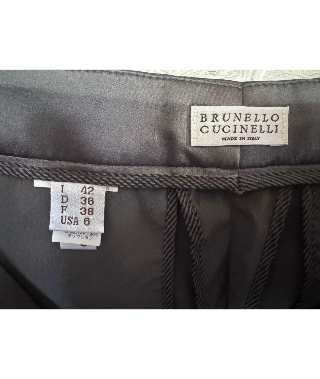 BRUNELLO CUCINELLI Серые шелковые брюки узкие, фото 5