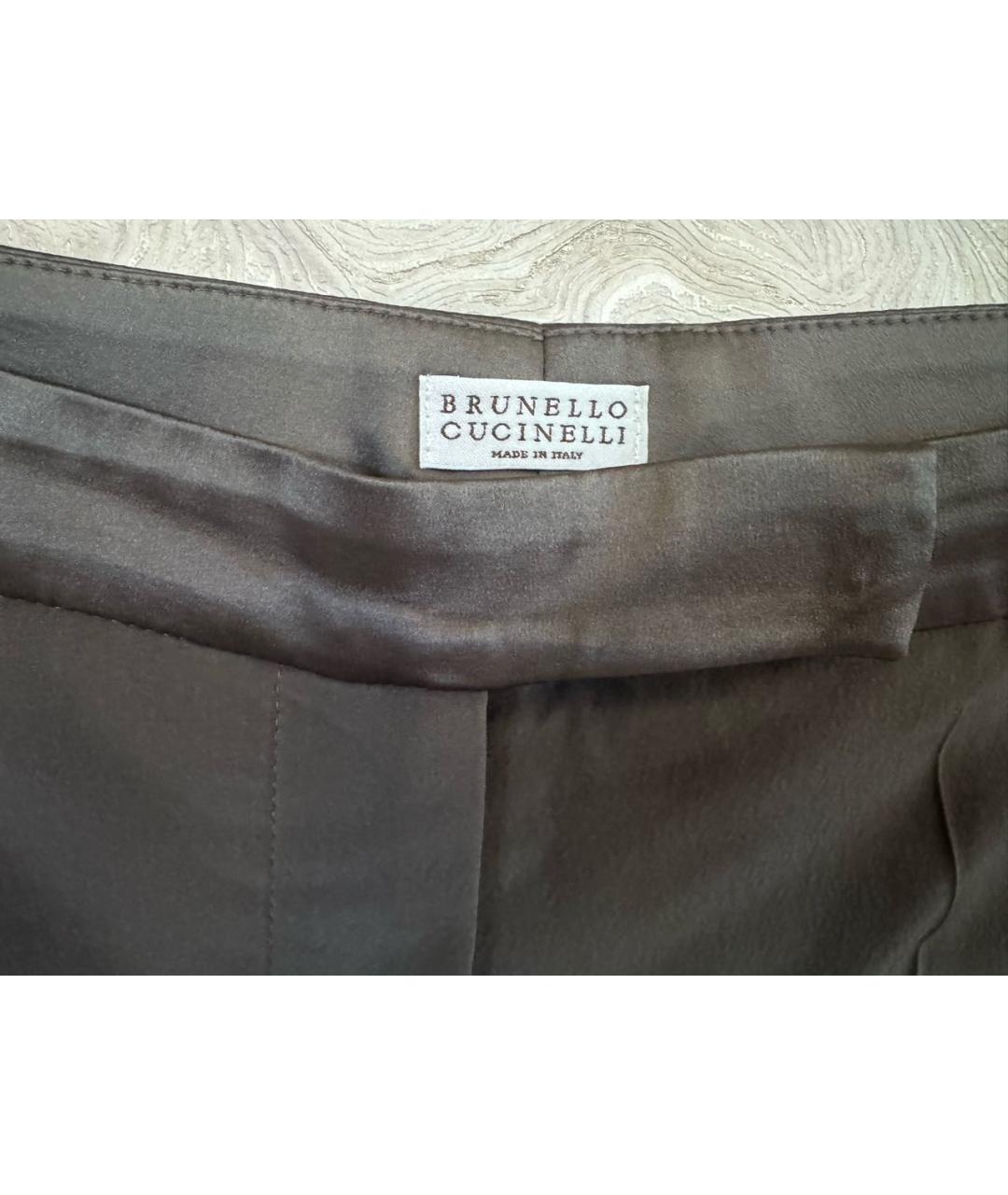BRUNELLO CUCINELLI Серые шелковые брюки узкие, фото 7