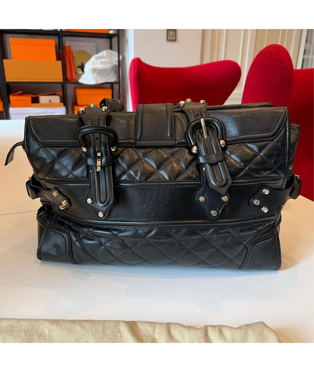 BURBERRY Черная кожаная дорожная/спортивная сумка, фото 3