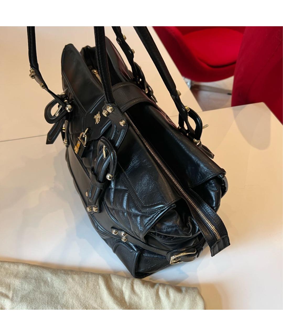 BURBERRY Черная кожаная дорожная/спортивная сумка, фото 2