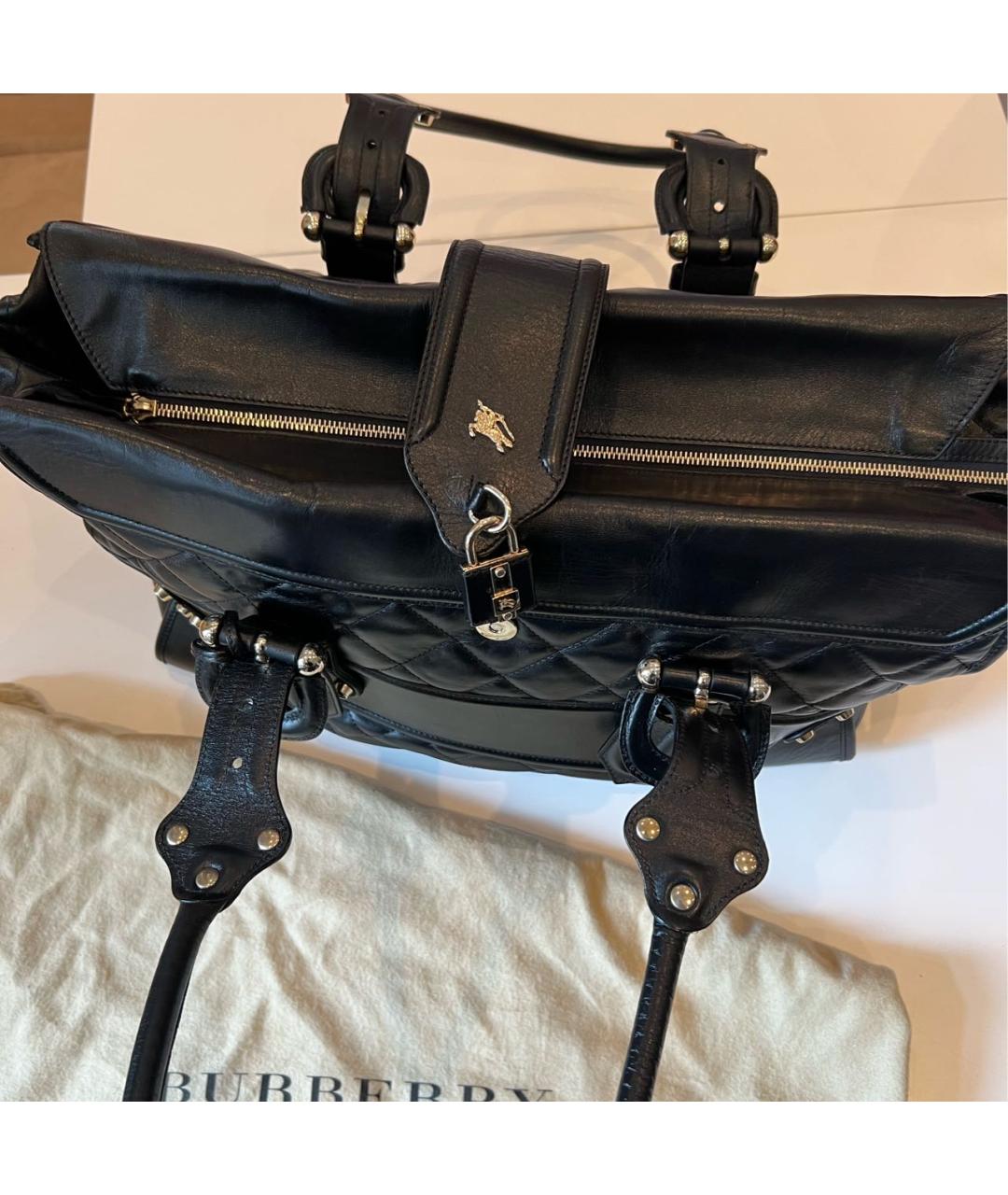 BURBERRY Черная кожаная дорожная/спортивная сумка, фото 5