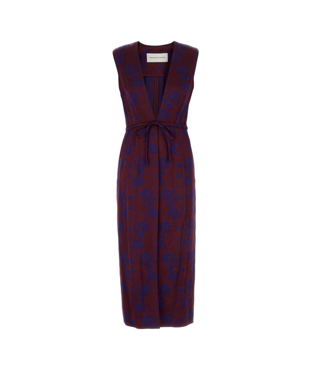 DRIES VAN NOTEN Бордовое вискозное платье, фото 1