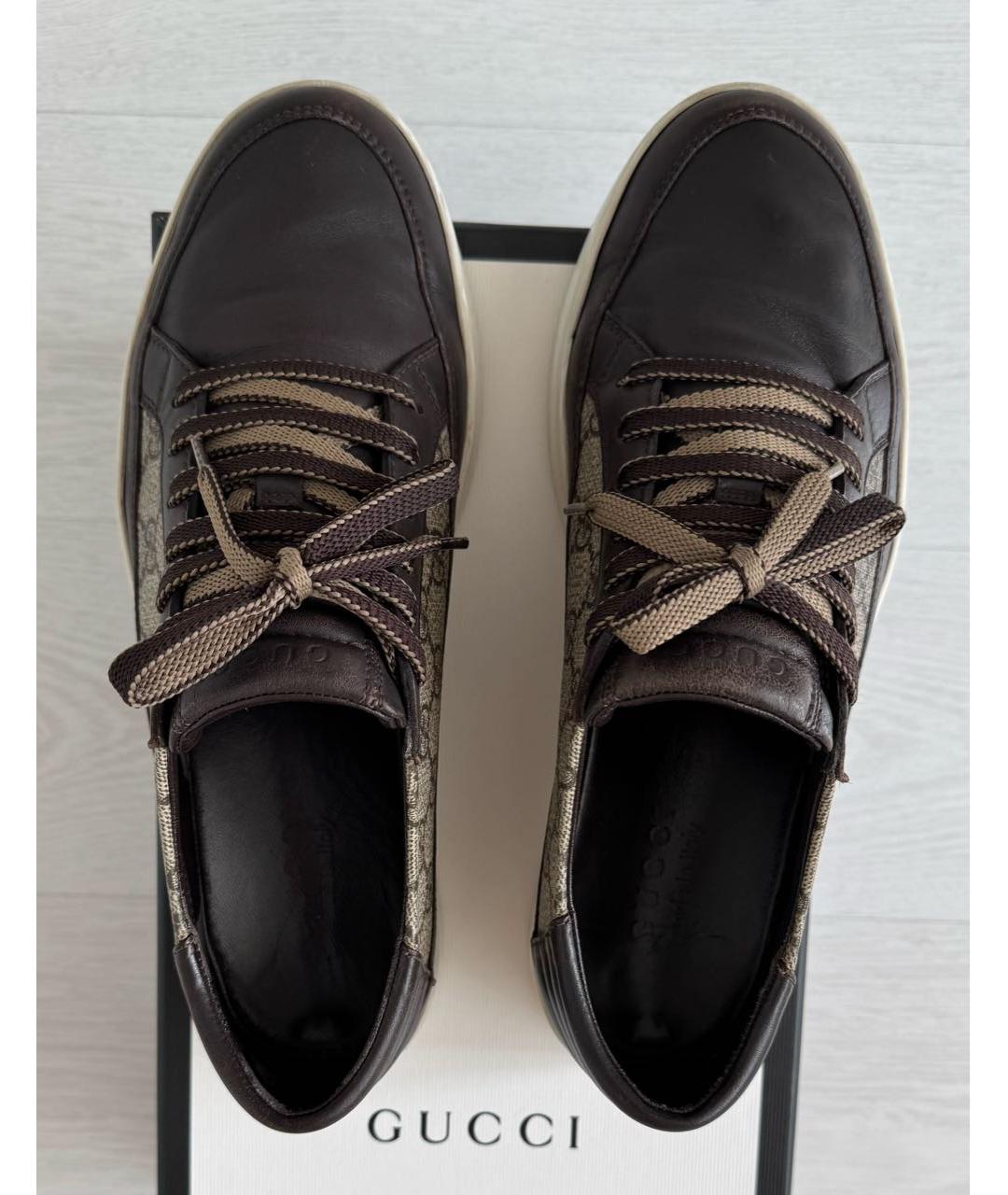 GUCCI Коричневые низкие кроссовки / кеды, фото 5