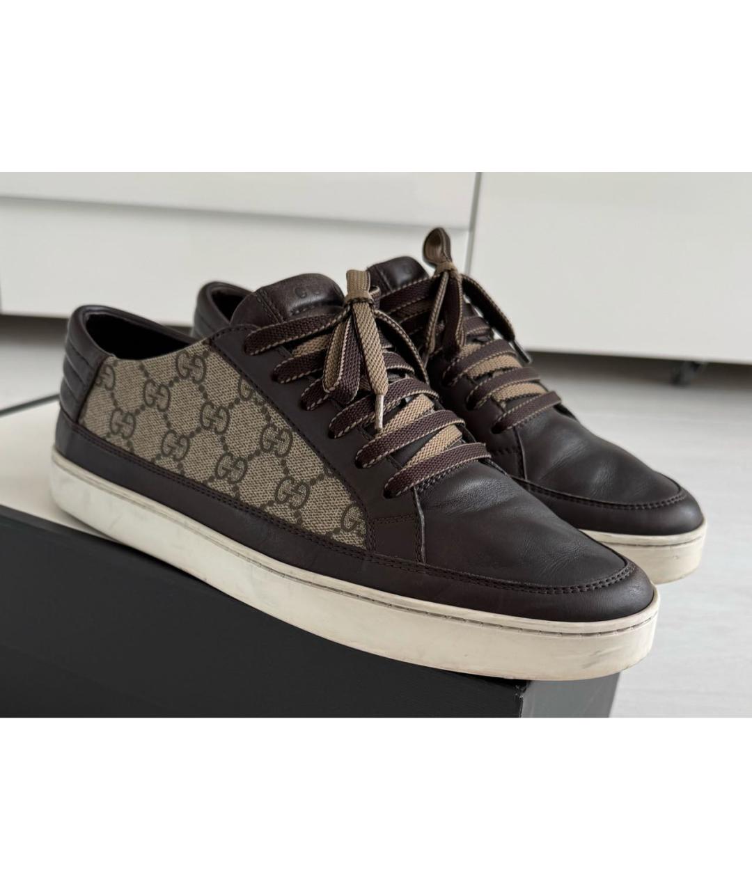 GUCCI Коричневые низкие кроссовки / кеды, фото 7
