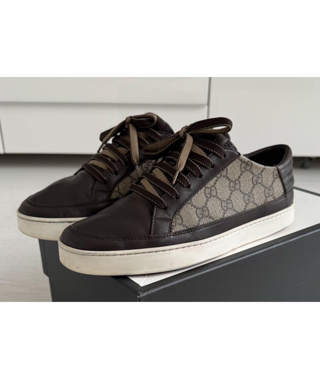 GUCCI Коричневые низкие кроссовки / кеды, фото 2