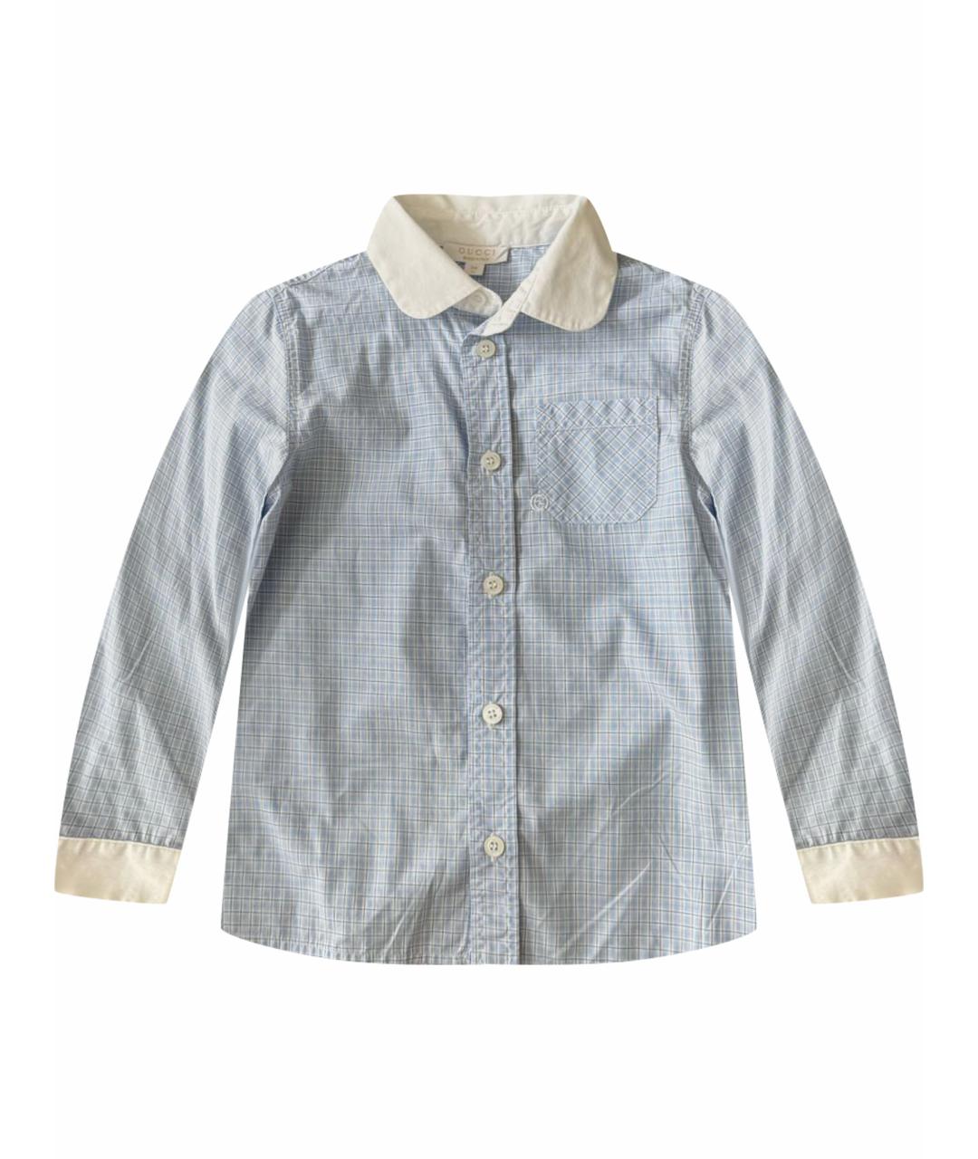 GUCCI Голубая хлопковая детская рубашка, фото 1