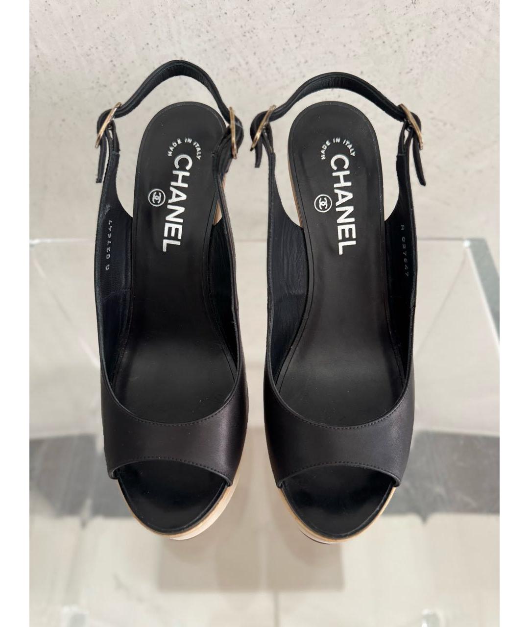 CHANEL Черные кожаные босоножки, фото 2