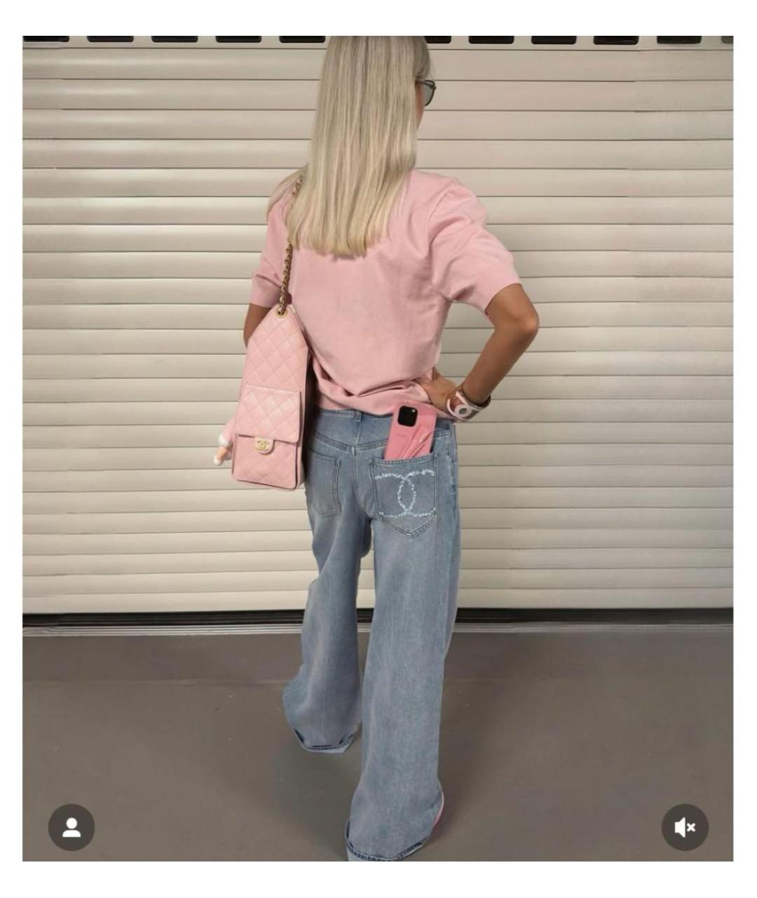 CHANEL Голубые хлопковые джинсы клеш, фото 3