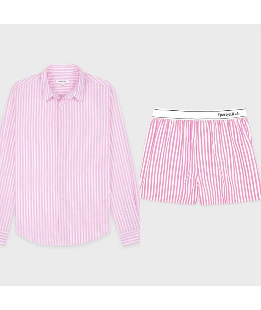 SPORTY AND RICH Розовый хлопковый костюм с брюками, фото 5