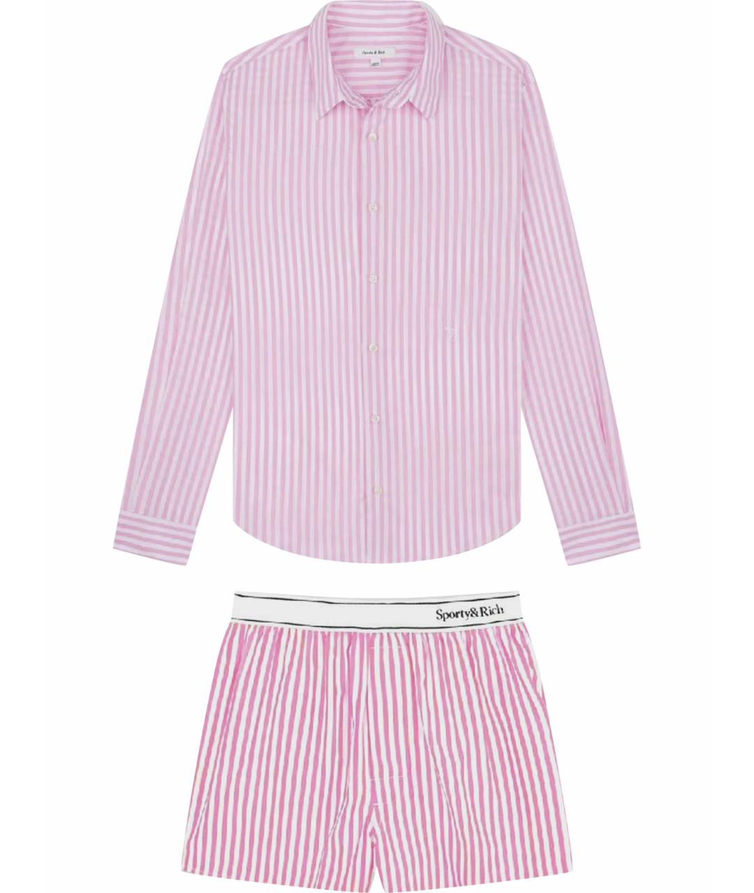 SPORTY AND RICH Розовый хлопковый костюм с брюками, фото 1