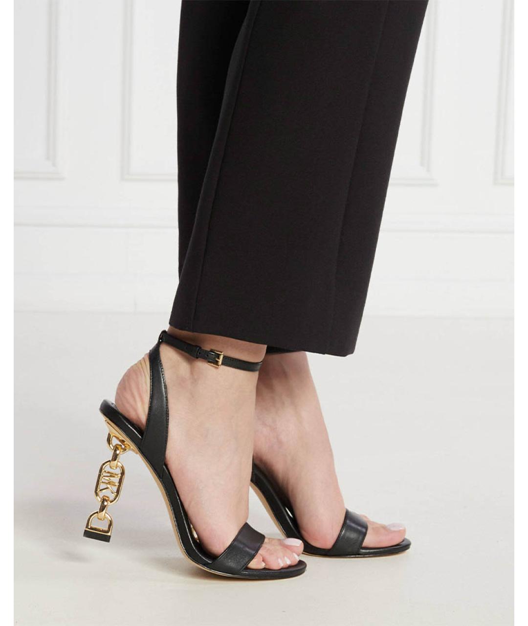 MICHAEL KORS Черные кожаные босоножки, фото 5
