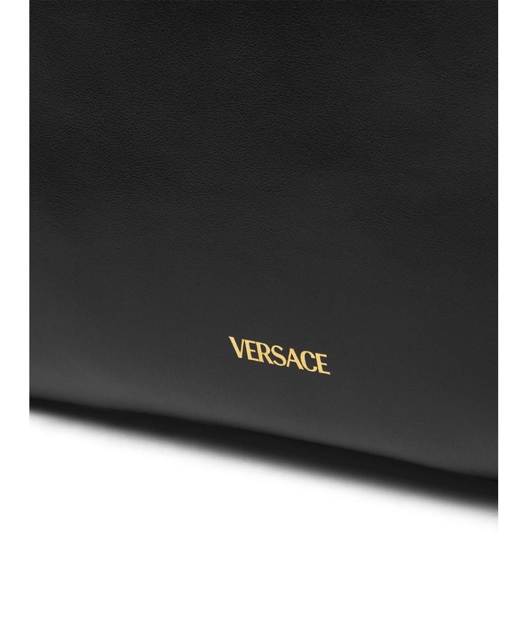 VERSACE Черная кожаная сумка тоут, фото 4