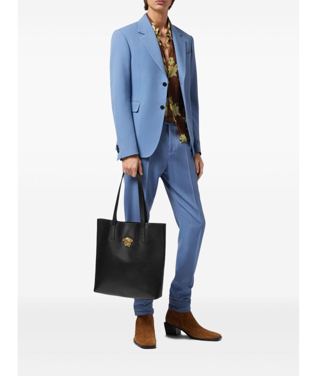 VERSACE Черная кожаная сумка тоут, фото 5