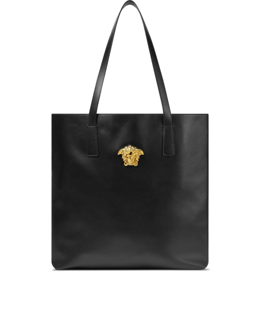 VERSACE Черная кожаная сумка тоут, фото 1