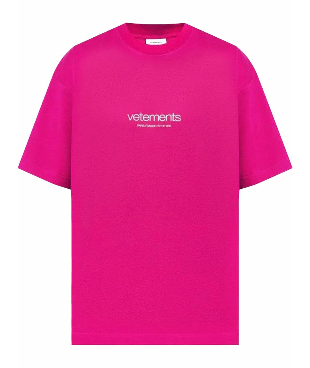 VETEMENTS Розовая хлопковая футболка, фото 1