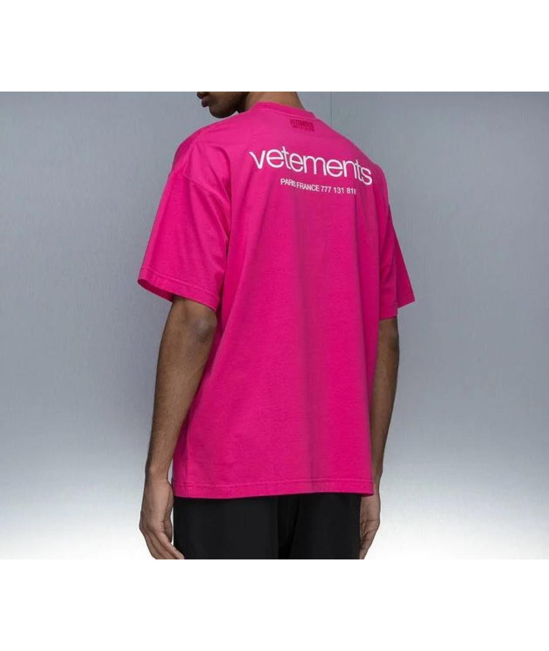 VETEMENTS Розовая хлопковая футболка, фото 6
