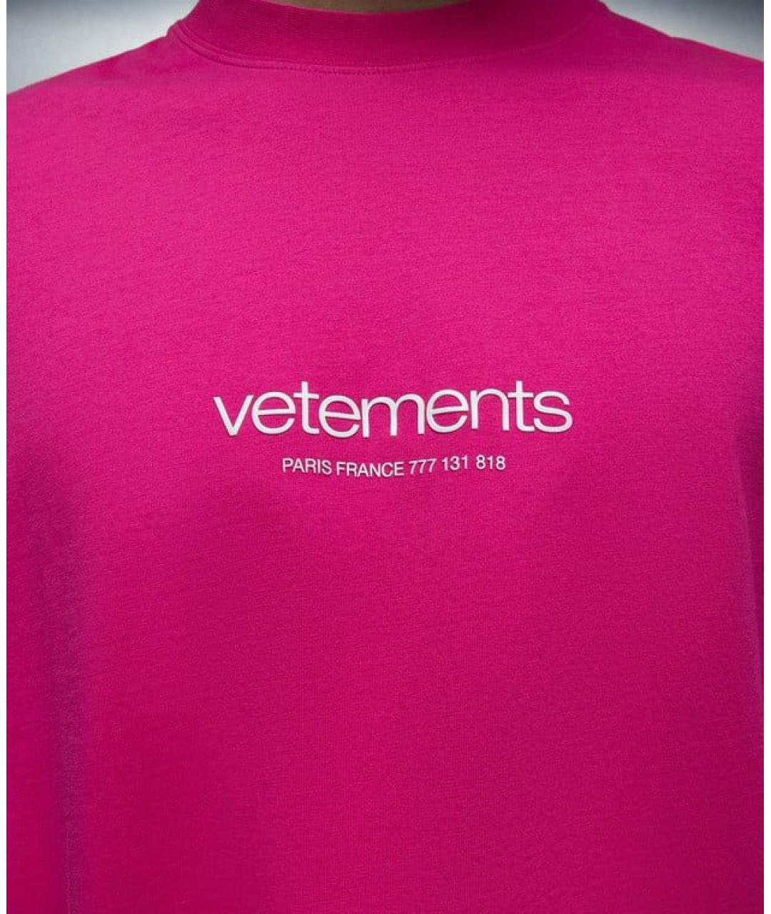 VETEMENTS Розовая хлопковая футболка, фото 7