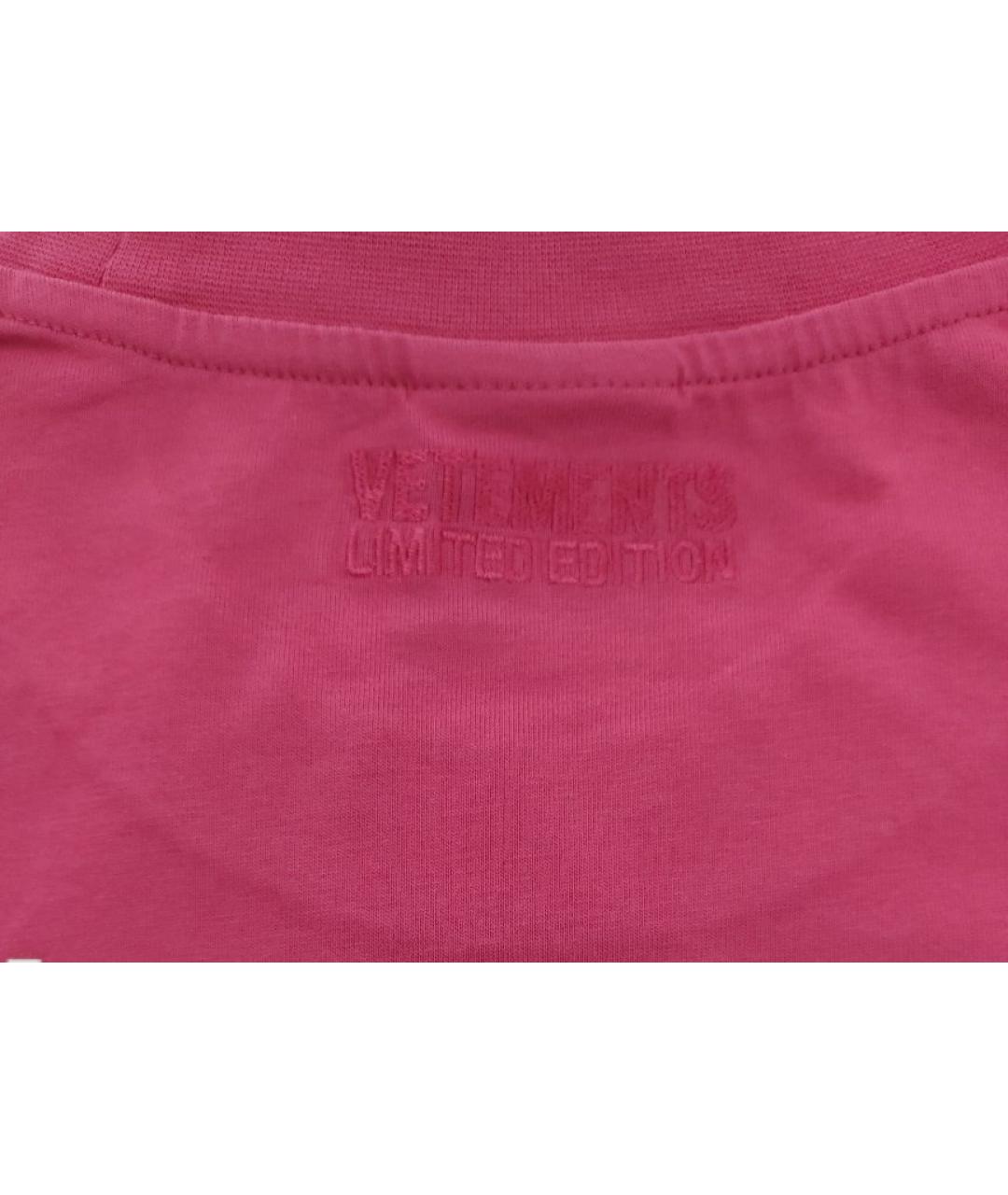 VETEMENTS Розовая хлопковая футболка, фото 4