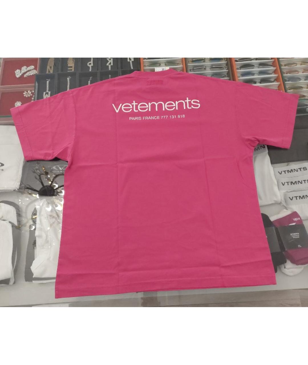 VETEMENTS Розовая хлопковая футболка, фото 2