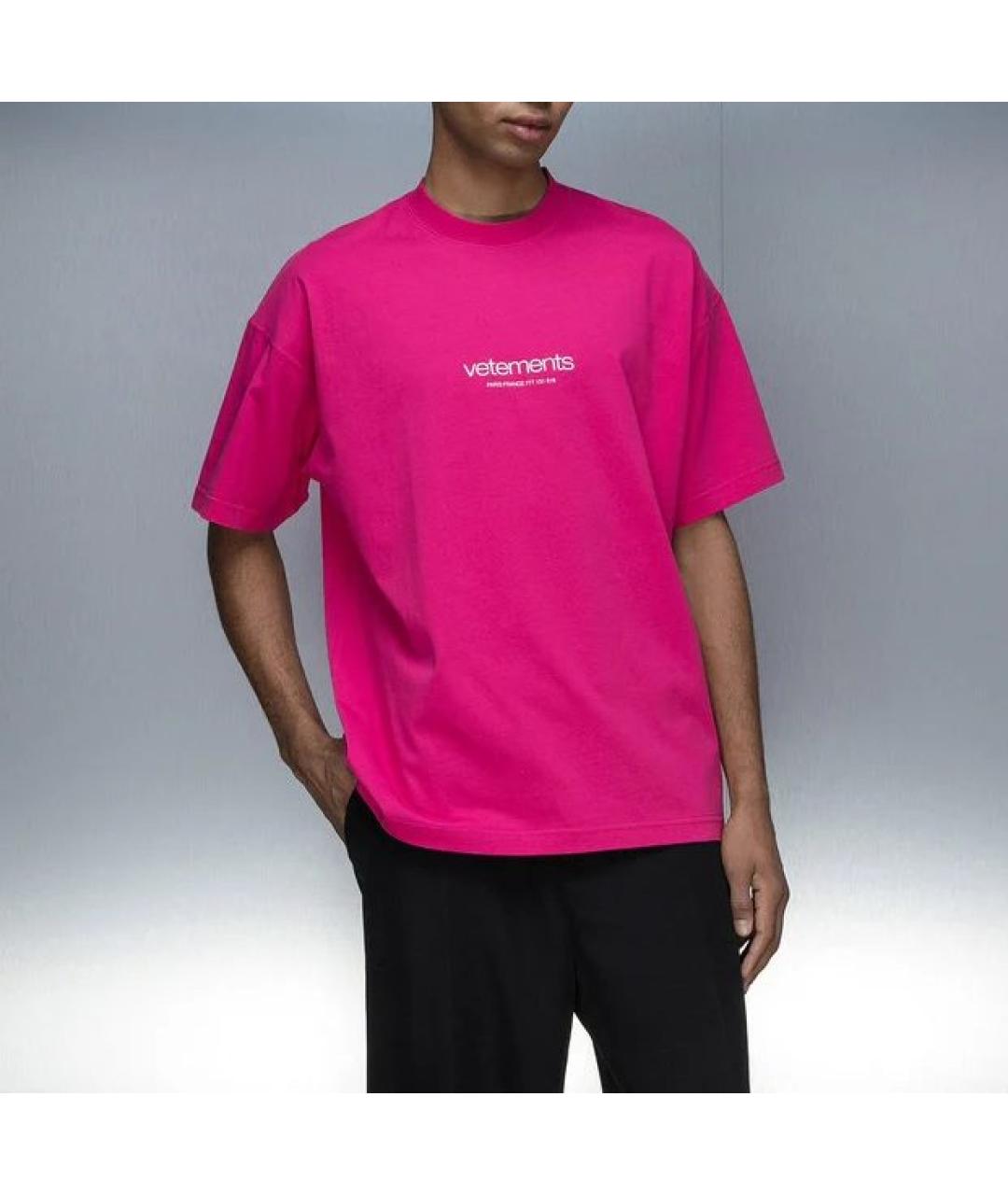 VETEMENTS Розовая хлопковая футболка, фото 5