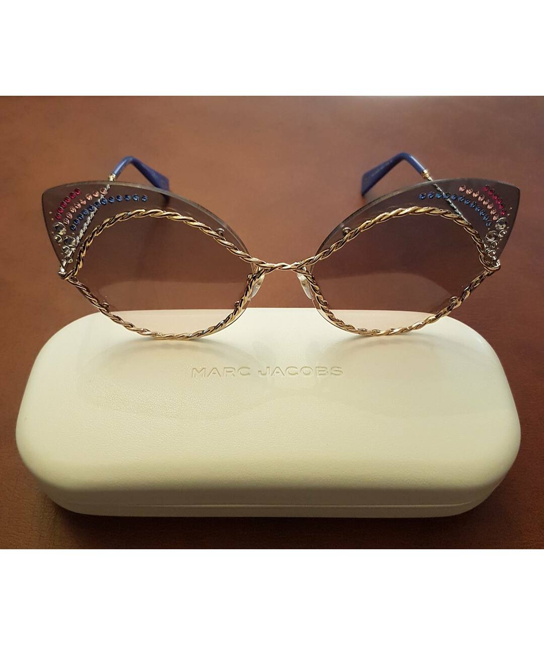 MARC JACOBS Золотые металлические солнцезащитные очки, фото 2